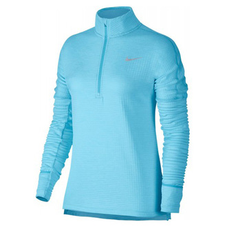 W NK THRMA SPHR ELMNT TOP HZ, 10 | RUNNING | WOMENS | LONG SLEEVE TOP | POLARIZED BLUE/HTR | L