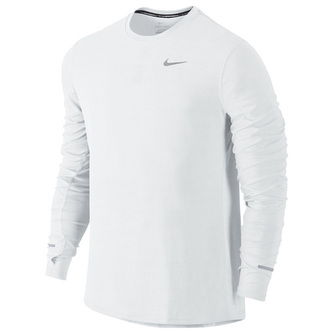 NIKE DRI-FIT CONTOUR LS, 10 | RUNNING | MENS | LONG SLEEVE TOP | WHITE/REFLECTIVE SILV | XL