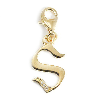 Přívěsek \"Písmeno S\" Thomas Sabo, 1625-414-39, Charm Club, 925 Sterling silver, 18k yellow gold plating, zirconia white