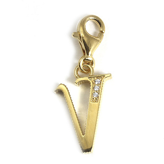 Přívěsek \"Písmeno V\" Thomas Sabo, 1628-414-39, Charm Club, 925 Sterling silver, 18k yellow gold plating, zirconia white