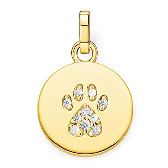 Přívěsek \"Tlapka kočky\" Thomas Sabo, PE882-414-14, Sterling Silver, 925 Sterling silver, 18k yellow gold plating, zirconia white