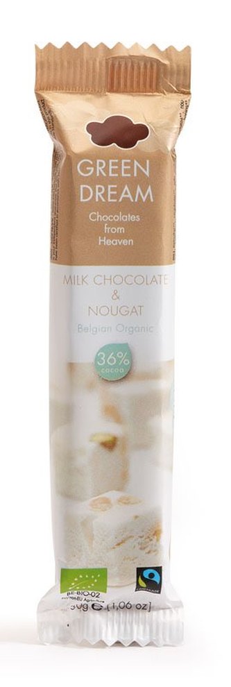 BIO mléčná čokoládová tyčinka s nugátem 30g*