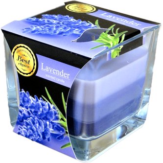 Svíce tříbarevná vonná ve skle NEW Levandule (snk 80-79)