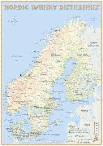 Nordic Whisky Distilleries - Tasting Map 1: 7 000 000