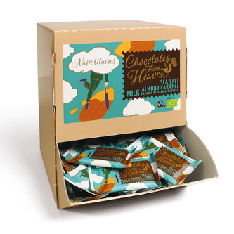 BIO mléčná čokoláda s karamelizovanými mandlemi a mořskou solí 37% 150 x 10g