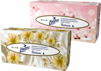 Linteo Papírové kapesníky Linteo 3 vrstvé 90ks BOX s balzámem unisex
