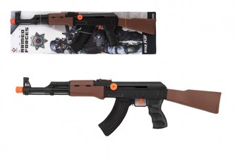 Pistole samopal policie plast 52cm na natažení na kartě 15x53x4cm