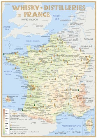 Whisky Distilleries France and BeNeLux - Tasting Map 1:3 500 000