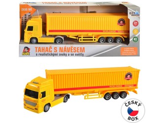 Kamion s kontejnerem na setrvačník, 33 x 5 x 8 cm