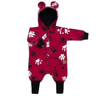 Kojenecký bavlněný overal s kapucí a oušky New Baby Paw tmavě růžový - velikost 74 (6-9m)