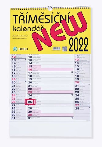 Tříměsíční New 2022 - nástěnný kalendář