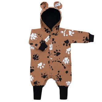 Kojenecký bavlněný overal s kapucí a oušky New Baby Paw hořčicový - velikost 80 (9-12m)