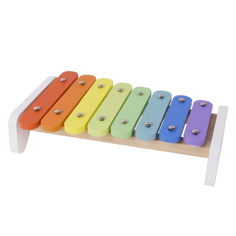 Xylofon duhový dřevo s paličkou 26cm v krabici 28x16x7cm 18m+