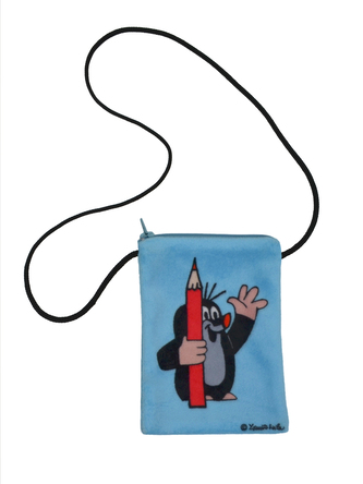 Taštička na krk 10x15 cm, Krtek, modrá