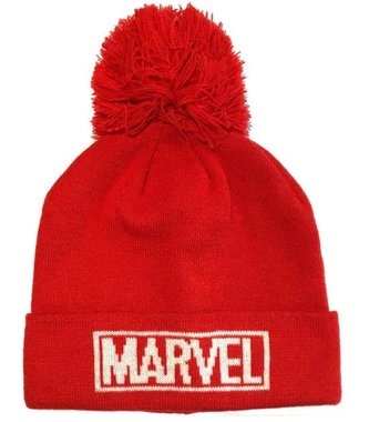 Úpletová zimní čepice Marvel: Logo (universální) červený polyakryl
