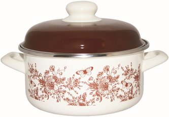 Hrnec 4,75 l smalt s poklicí dekor květin a motýlů 24 cm