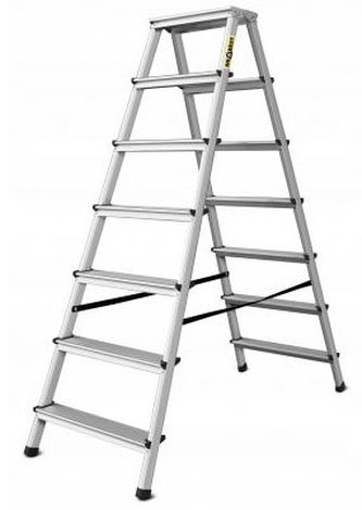 Schůdky žebřík dvojitý Al 2x7 příčky-nosnost 125 kg