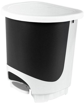 Koš odpadkový 30 l pedál plast bílo-černý