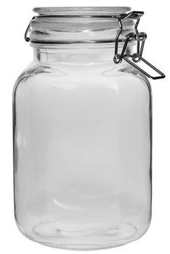 Dóza s pákovým uzávěrem 4 l hranatá sklo