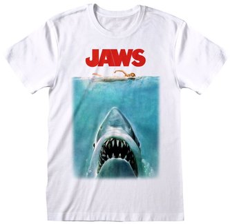 Pánské tričko Jaws|Čelisti: Poster (L) bílé bavlna