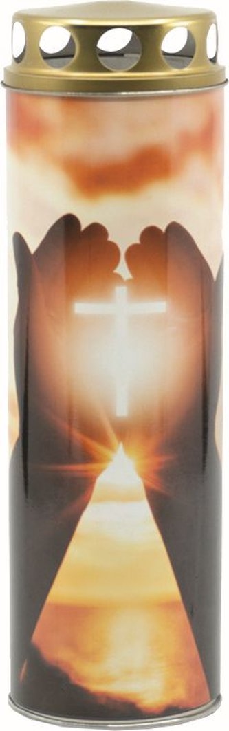 Svíčka hřbitovní dekor kříž (hoří 3 dny)