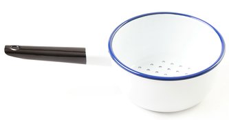 Cedník smalt 1,5 l s rukojetí RETRO (modrý lem)