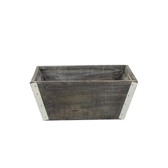 Květináč - obal hranatý dřevěný 25x14x11 cm šedý