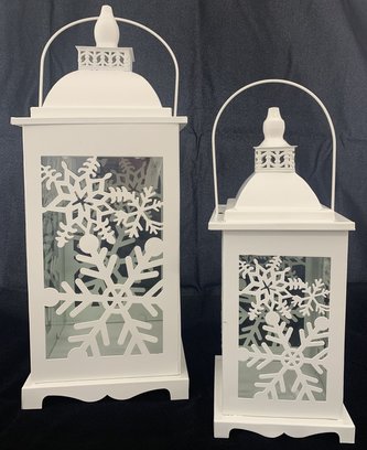 Lucerna kovová, bílá, sada 2ks