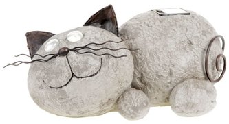 Dekorace zahradní kočka se solárním LED světlem