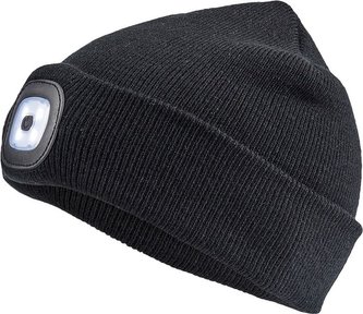 Čepice s čelovkou LED černá (USB nabíjení)