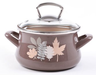 Hrnec smalt 25,5 cm / 6,5 l s poklicí elegant LÍSTKY Hrnec smalt 25,5 cm / 6,5 l s poklicí elegant LÍSTKY