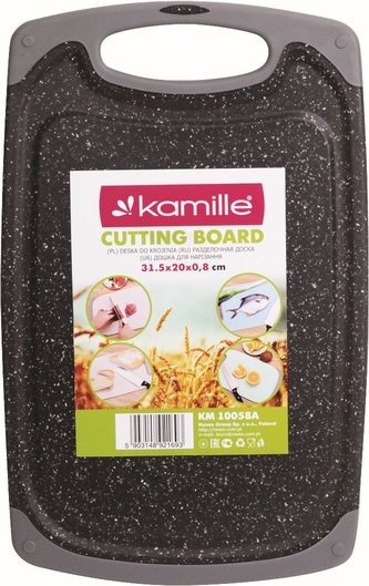 Prkénko kuchyňské 31,5x20x0,8 cm s drážkou plast mramorový