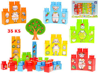 Kostky stavební s obrázky 35ks 24m+ v krabičce