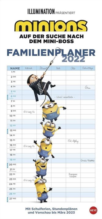 Minions Familienplaner Kalender 2022