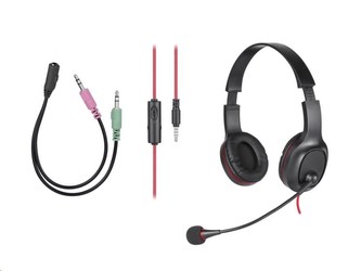 TRACER sluchátka s mikrofonem Office V2, černá, drátová, plná