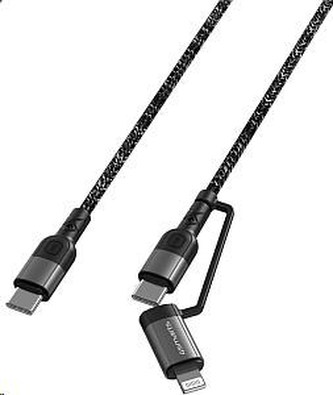 4smarts datový a nabíjecí kabel ComboCord 60W 2v1 USB-C -> USB-C/Lightning, délka 1,5 m, černá 4smarts datový a nabíjecí kabel ComboCord 60W 2v1 USB-C -> USB-C/Lightning, délka 1,5 m, černá