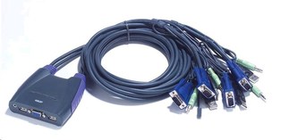 ATEN přepínač KVM 4-port VGA KVMP USB2.0, mini, audio, 0,9m kabely ATEN přepínač KVM 4-port VGA KVMP USB2.0, mini, audio, 0,9m kabely