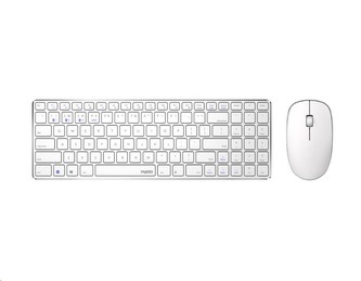 RAPOO klávesnice a myš 9300M, bezdrátová, Multi-Mode Slim Mouse, Ultra-Slim Keyboard, bílá