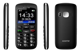 Aligator A670 Senior, černá + nabíjecí stojánek