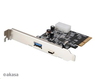 AKASA karta USB 3.1 HOST card, USB-A 3.1, USB-C 3.1, PCIe, interní, vč. low profile backet