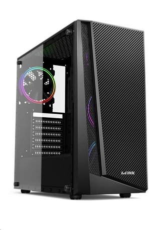 1stCOOL skříň RAINBOW 3 EVO ARGB 2x Fan, middle tower, AU, USB3.0, bez zdroje, průhledná bočnice, černá