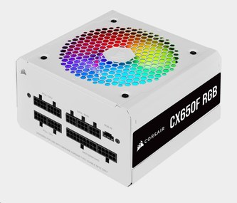 CORSAIR zdroj, CX650F 80+ Bronze modulární RGB, 120mm ventilátor (ATX, 650W), bílá
