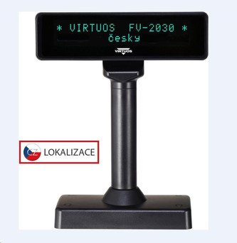 Virtuos VFD zákaznický displej Virtuos FV-2030B 2x20 9mm, serial, černý Virtuos VFD zákaznický displej Virtuos FV-2030B 2x20 9mm, serial, černý
