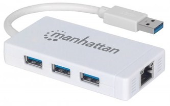 MANHATTAN USB 3.0 3-Port Hub with Gigabit Ethernet Adapter