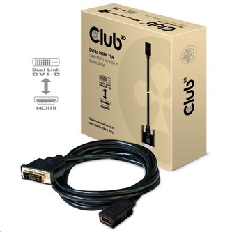 Club3D Kabel DVI-D na HDMI 1.4 obousměrný, (M/F), 2m