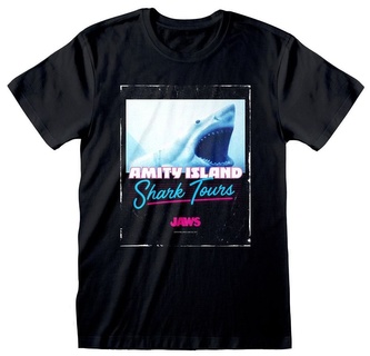 Pánské tričko Jaws|Čelisti: Shark Tour (M) černá bavlna