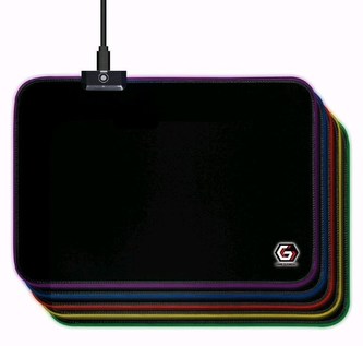 GEMBIRD Podložka pod myš MP-GAMELED-M, USB, RGB podsvícení, herní, 250x350mm, látková, černá