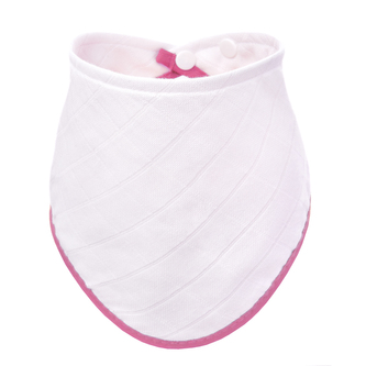 BIO Bambusový slintáček, white with pink edging / bílý s růžovým okrajem