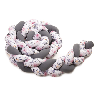 Pletený mantinel 220 cm, anthracite + roses Pletený mantinel 220 cm, anthracite + roses