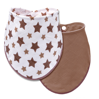 BIO Bambusový slintáček, beige stars + beige / béžové hvězdičky + béžová - 2 ks